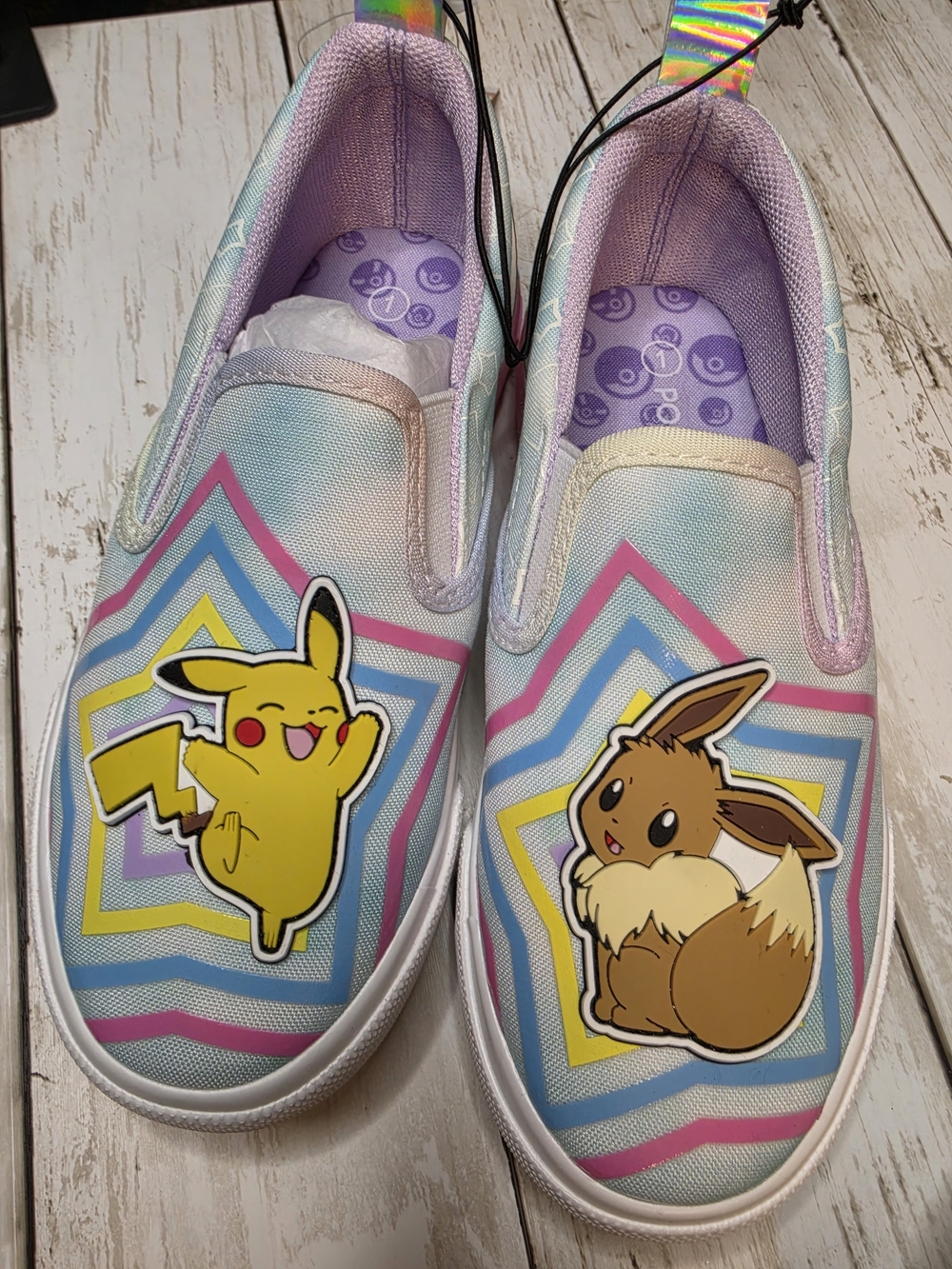 Pokemon Kids Slip-On Sneakers with Pikachu & Eevee — Pastel Multi